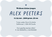 Wave geboortekaartje stoer typografisch donkerblauw print Achterkant