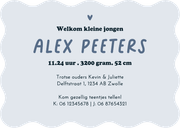 Wave geboortekaartje stoer typografisch donkerblauw print Achterkant