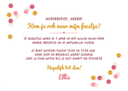 Wave kinderfeestje uitnodiging confetti 1 jaar foto roze Achterkant