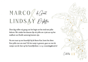 Wavevorm trouwkaart lijnillustratie botanisch foto goud Achterkant