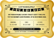 Zakelijke uitnodiging kerstborrel - gouden ticket Achterkant
