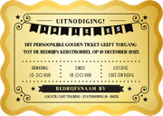 Zakelijke uitnodiging kerstborrel - gouden ticket Achterkant