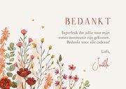 Bedankkaart communie lentefeest stijlvol wilde bloemen 3