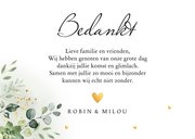 Bedankkaart huwelijk groen botanisch blaadjes goudlook 3