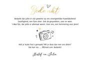 Bedankkaart trouwen doodle timeline illustratie hartjes goud 3