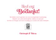 Bedankkaart trouwen retro typografisch roze fotokaart 3