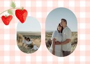 Bedankkaartje bruiloft aardbeien roze ruitjes 2