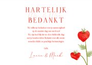 Bedankkaartje bruiloft aardbeien roze ruitjes 3
