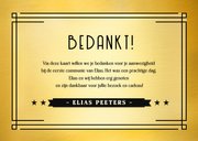 Bedankkaartje communie in een gouden ticket stijl 3