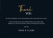 Bedankkaartje huwelijk donkerblauw marmer en goud en foto 3