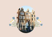 Beige fotokaartje verhuizing met huisje en bloemen 2