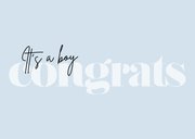Blauw typografisch felicitatiekaartje geboorte 2