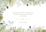 Botanische bedankt kaart trouwen met duifjes en 3 foto's 2