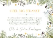 Botanische bedankt kaart trouwen met duifjes en 3 foto's 3