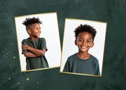 Communie uitnodiging jongen stijlvol groen goud sterren foto 2