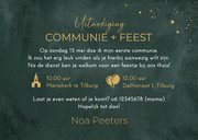 Communie uitnodiging jongen stijlvol groen goud sterren foto 3