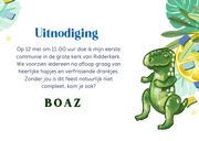 Communie uitnodiging met foto en dino 3