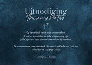 Communiekaartje blauw stijlvol kruisje holografisch folie 3