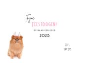 Dieren Kerstkaart - Pomeranian rendier roze 3