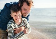 Eenvoudige fotocollage vaderdag kaart met 6 eigen foto's 2