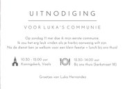 Eenvoudige uitnodiging communie met fotocollage met 6 foto's 3