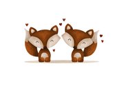 Felicitatie geboorte tweeling vosjes met hartjes lief 2