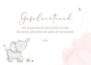 Felicitatie geboorte zusje olifantjes watercolor roze 3