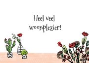 Felicitatie huis met plantjes en bloemen 3