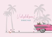 Felicitatiekaart amerikaanse auto met bruidspaar 3