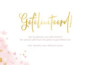 Felicitatiekaart geboorte meisje - waterverf gouden hartjes 3