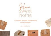 Felicitatiekaart home sweet home verhuisdozen en foto 3