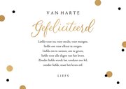 Felicitatiekaart Just Married typografisch goud confetti 3