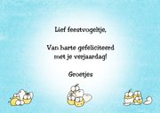 Felicitatiekaart met een eekhoorntje en heel veel kuikentjes 3