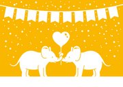 Felicitatiekaart olifant geboorte tweeling jongen en meisje  2