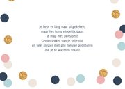 Felicitatiekaart pensioen confetti goud vrouw 3