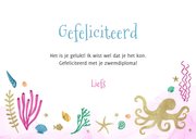 Felicitatiekaart zeemeermin zwemmen zwemdiploma water 3