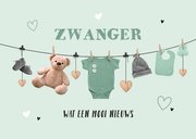 Felicitatiekaart zwanger slinger waslijn babyspul unisex 2