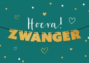 Felicitatiekaart zwangerschap confetti slinger hoera 2