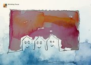 Felicitatiekaartje roze 3 met huisjes op een rij 2