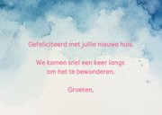 Felicitatiekaartje roze 3 met huisjes op een rij 3