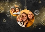 Flitsende kerstkaart 2026 vuurwerk kerstballen goud 2