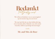 Fotcollage trouwkaart bedankt met oranje boog en goud 3