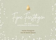 Foto kerstkaart 2026 label op hout sneeuw 3