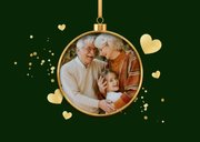 Fotokaart dikke kerstknuffel fotocollage hartje kerstballen 2