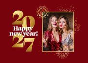 Fotokaart nieuwjaar gouden vuurwerk 2027 cijfers 2