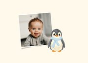 Fotokaartje kerst met schattige baby pinguïn hartje 2