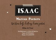 Geboortekaartje boef baby zwart wit kraft hartjes bruin 3