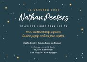 Geboortekaartje jongen uilen familie dieren maan derde kind 3