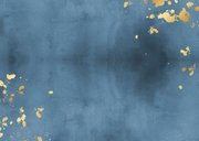 Geboortekaartje liggend blauwe waterverf gouden spetters Achterkant