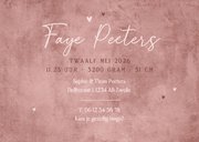 Geboortekaartje oudroze stijlvol hartjes goud sierlijk 3